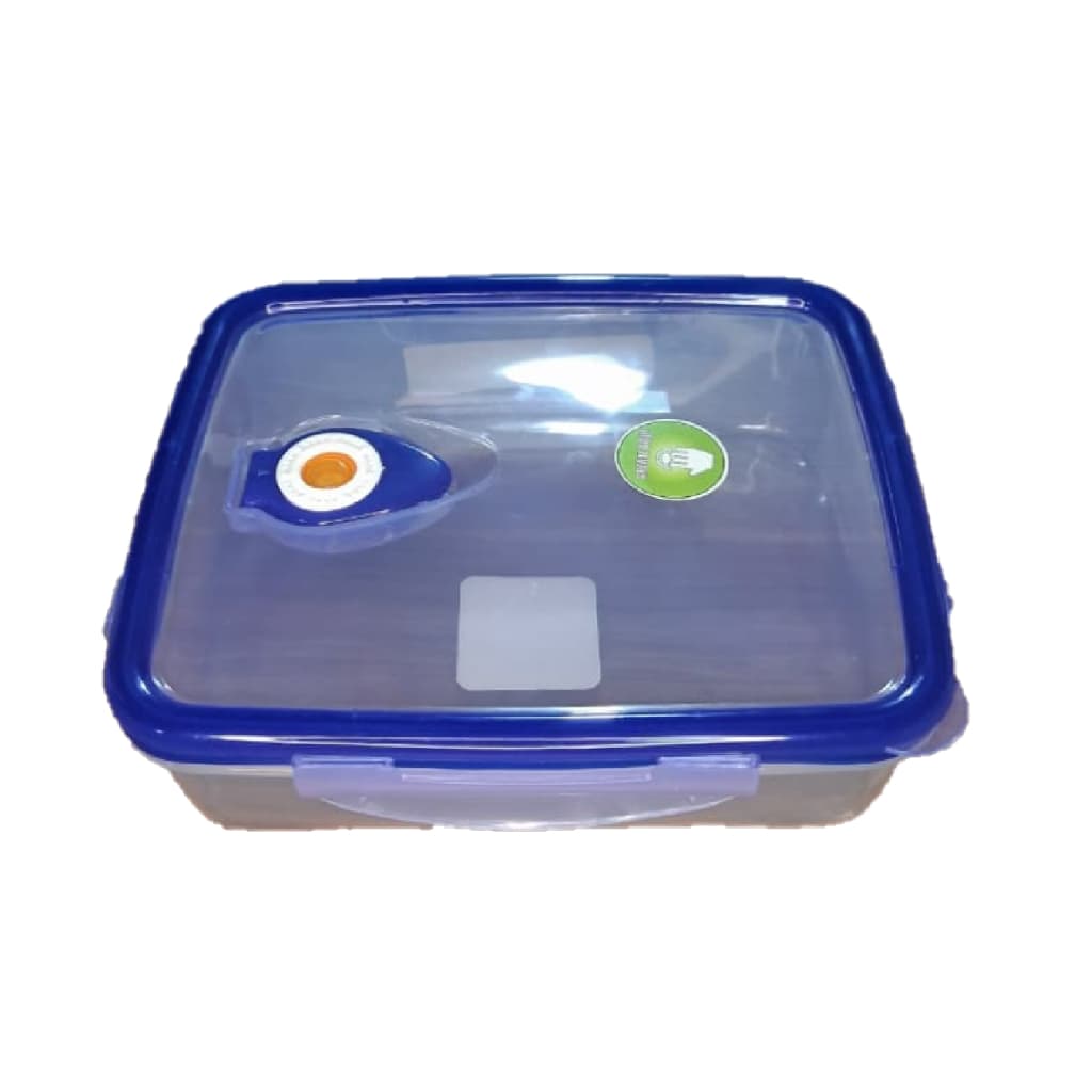 Pote Vasilha Hermético Plástico Azul Travas Borracha Vedação Válvula Descompressão 21785 Max Food