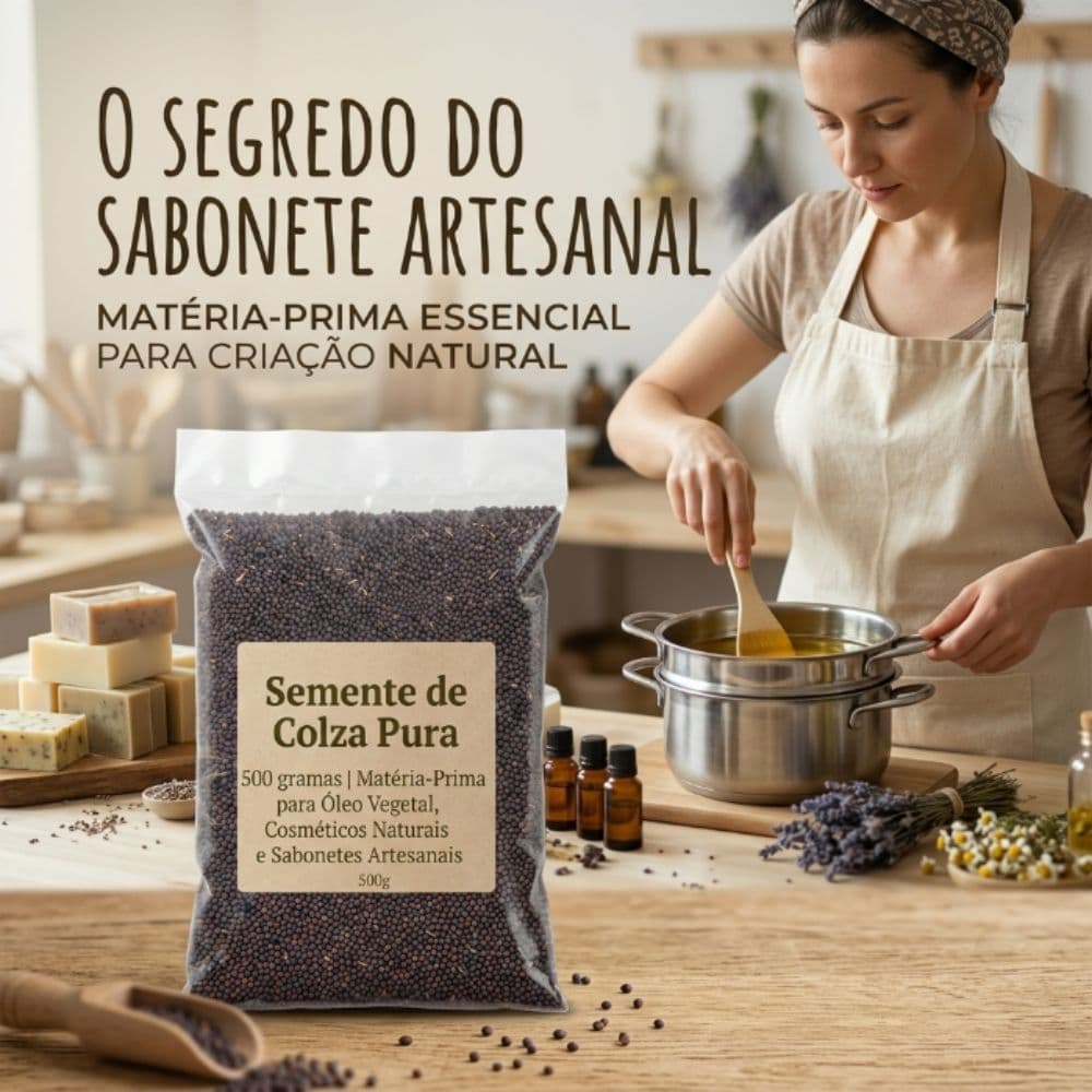 Semente de Colza 500g Natural Pura para Sabonetes Artesanais, Cosméticos Naturais e Óleo Vegetal