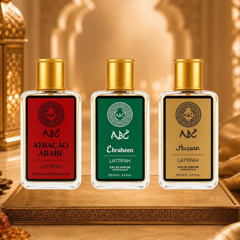 Kit 3 Perfumes Atração Árabe + Ebraheen + Hussan 100ml Masculino Fragrância Sofisticada Moderna