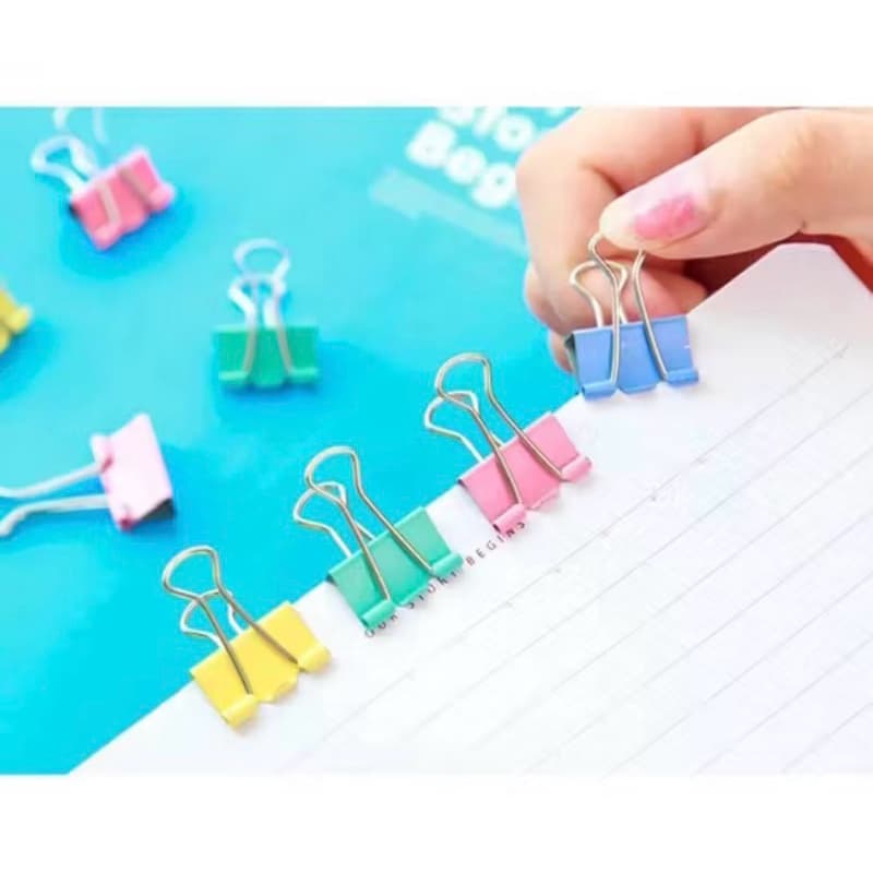 Clips Binder 32mm Coloridos Prendedor de Papel Escritório Documentos