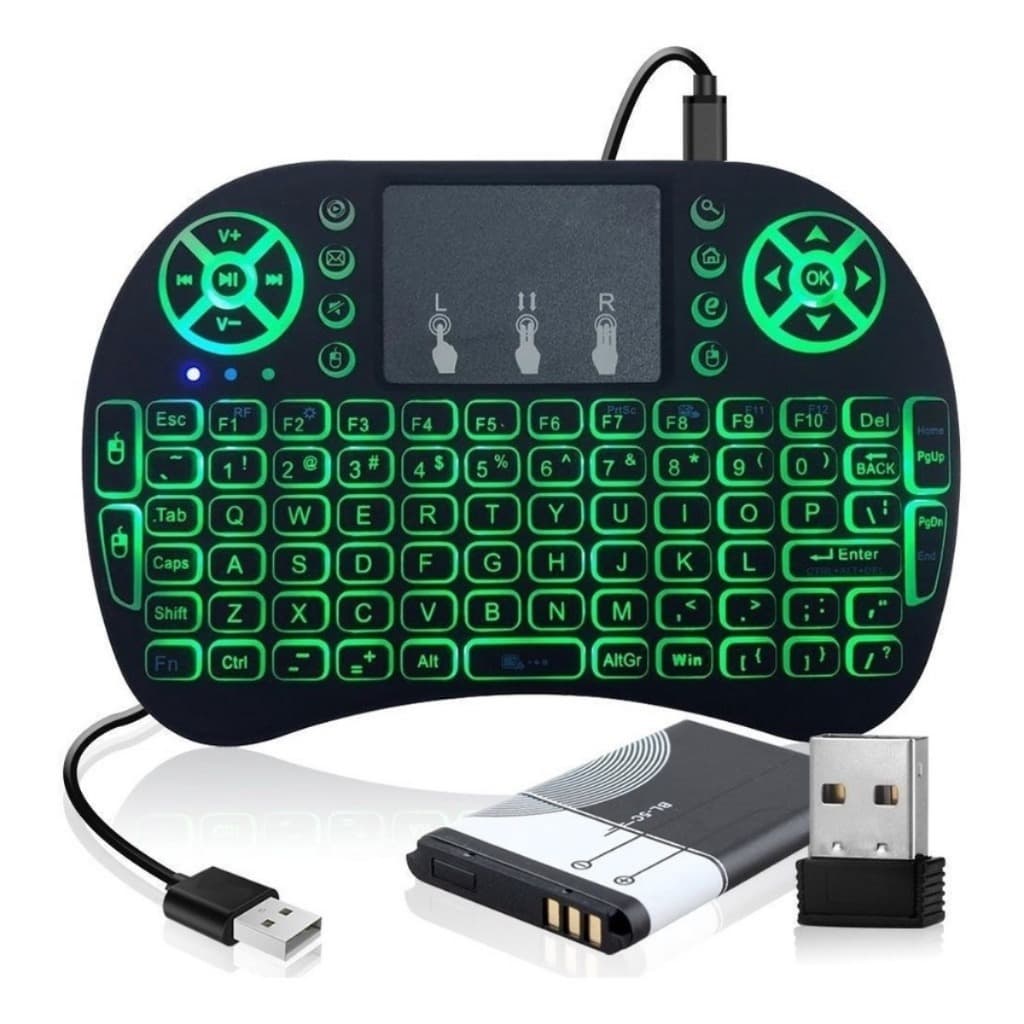 Mini Teclado Sem Fio RGB Wireless 2.4GHz Touchpad USB para Smart TV TV Box Computador Notebook