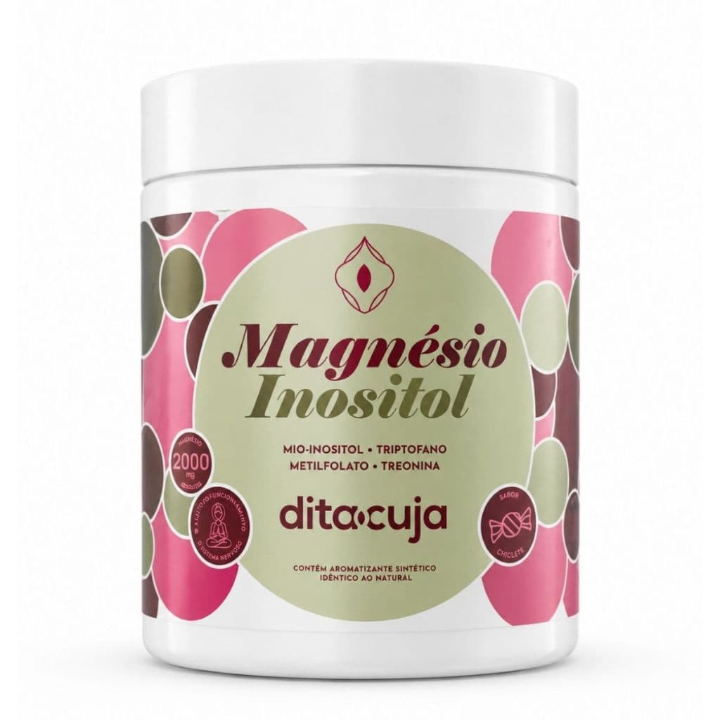 Magnésio Inositol Dita Cuja 2g Mio Inositol + Magnésio + B6 + B9 + Triptofano 150g Sabor Chiclete