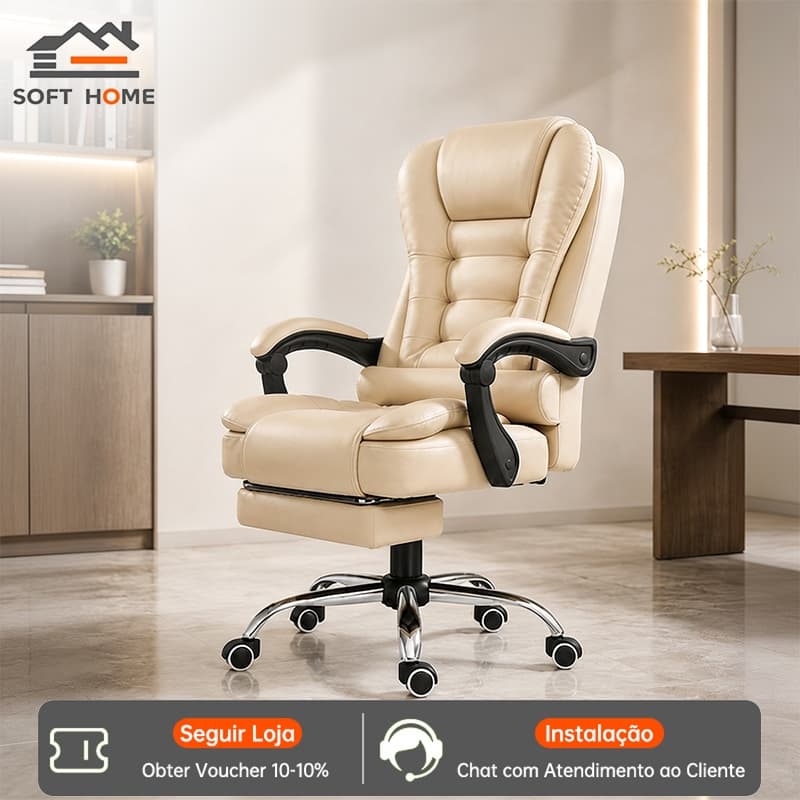 SOFTHOME Cadeira escritório ergonômica presidente reclinável apoio pés, resistente até 150kg