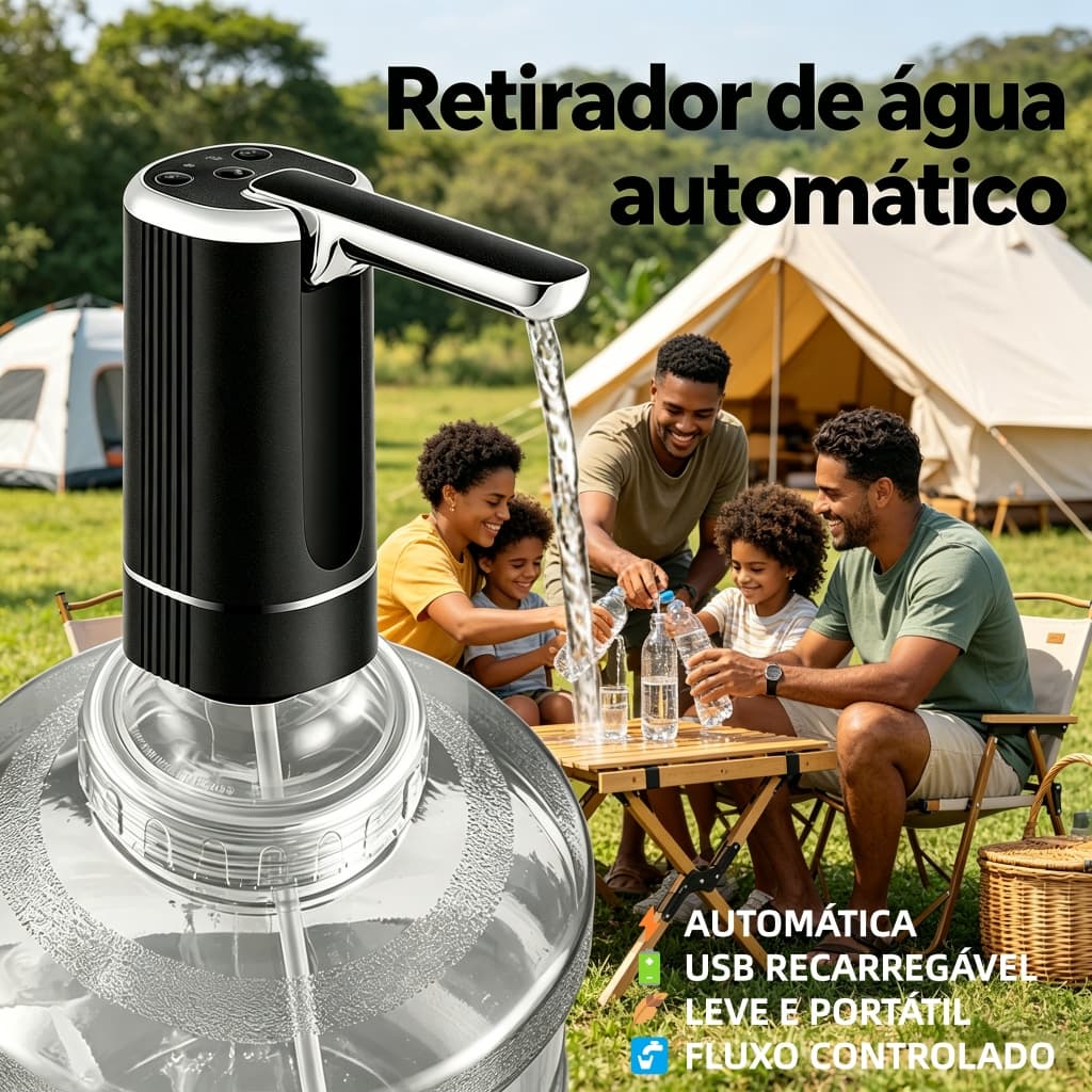 Bomba D'Água USB 4W 110-250V – Toque Inteligente, 3 Modos, Tipo-C, Portátil, para Galão 5/12/18L S2