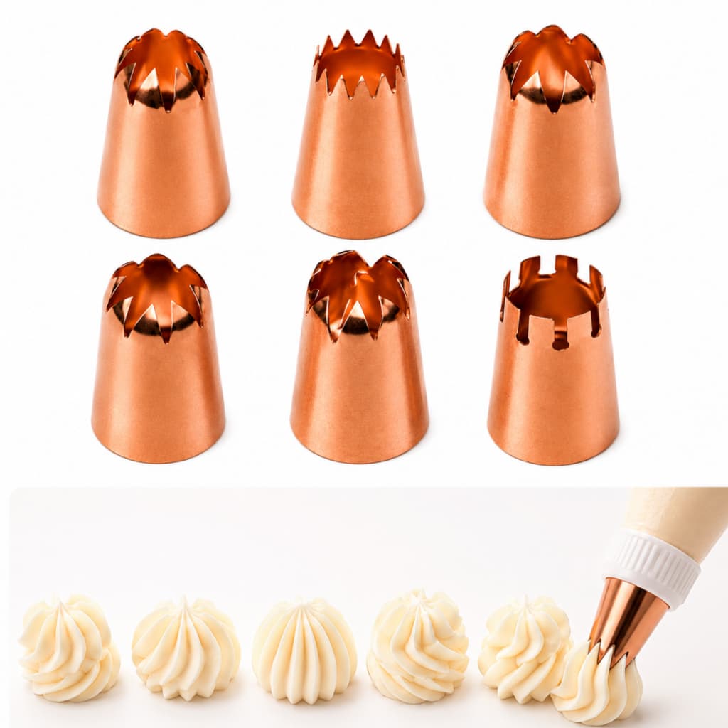 Kit 6 Bicos De Confeitar Inox Para Sobremesas Bolos Decorações