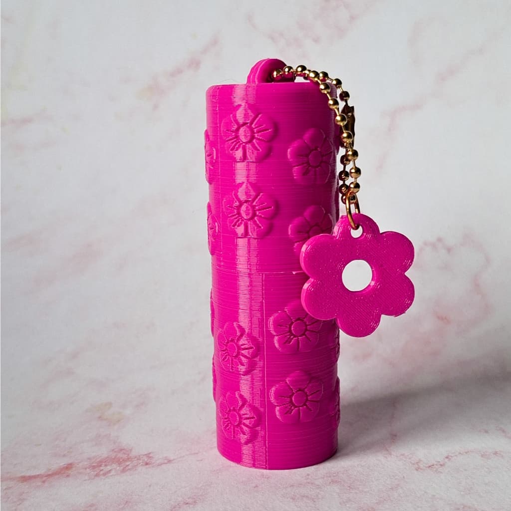 kit 10 Lembrancinha Porta Hidratante Labial Chaveiro florzinha - Cor pink