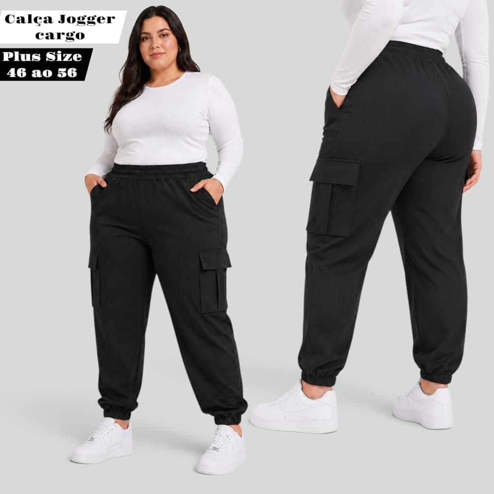 Calça Cargo Feminina Plus Size Calça Pantalona Feminina Preta Plus Size Calça Skinny Calça Cintura Alta Cargo Skinny