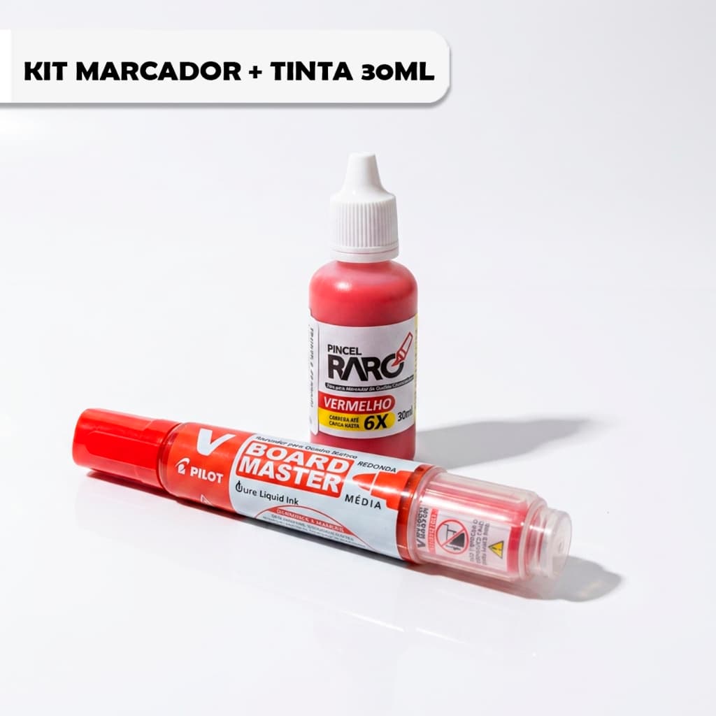 Kit Marcador Quadro Branco Recarregável + Tinta Premium 30ml - Rende 6 Recargas - Sustentável BeGreen - Não Mancha