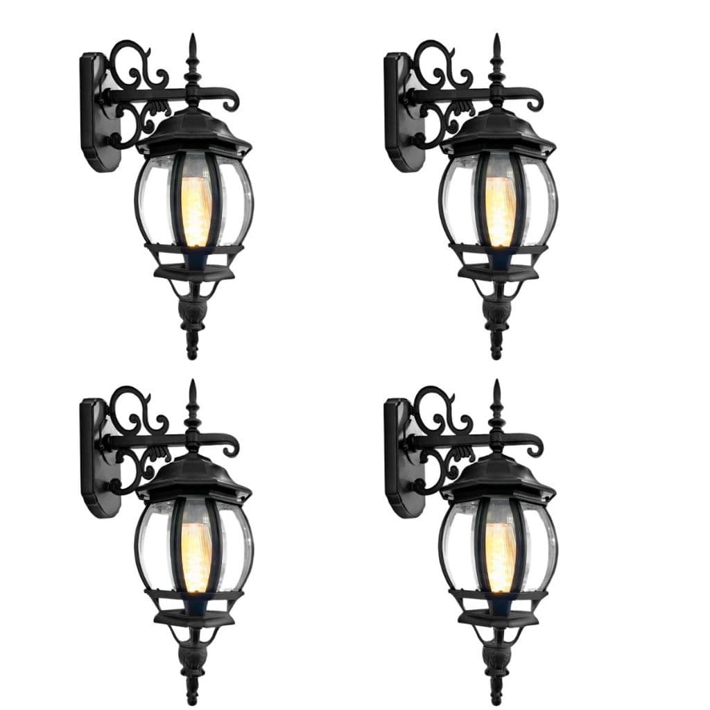 Kit 4 Arandelas Luminárias Ponente Colonial 8 Faces Alumínio Vidro Externa Jardim Muro Fachada Parede Decorativa E27