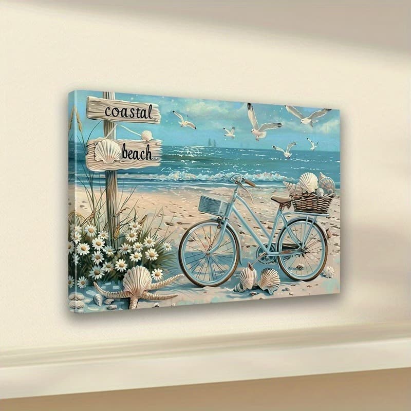 quadro decorativo bicicleta praia 40x60