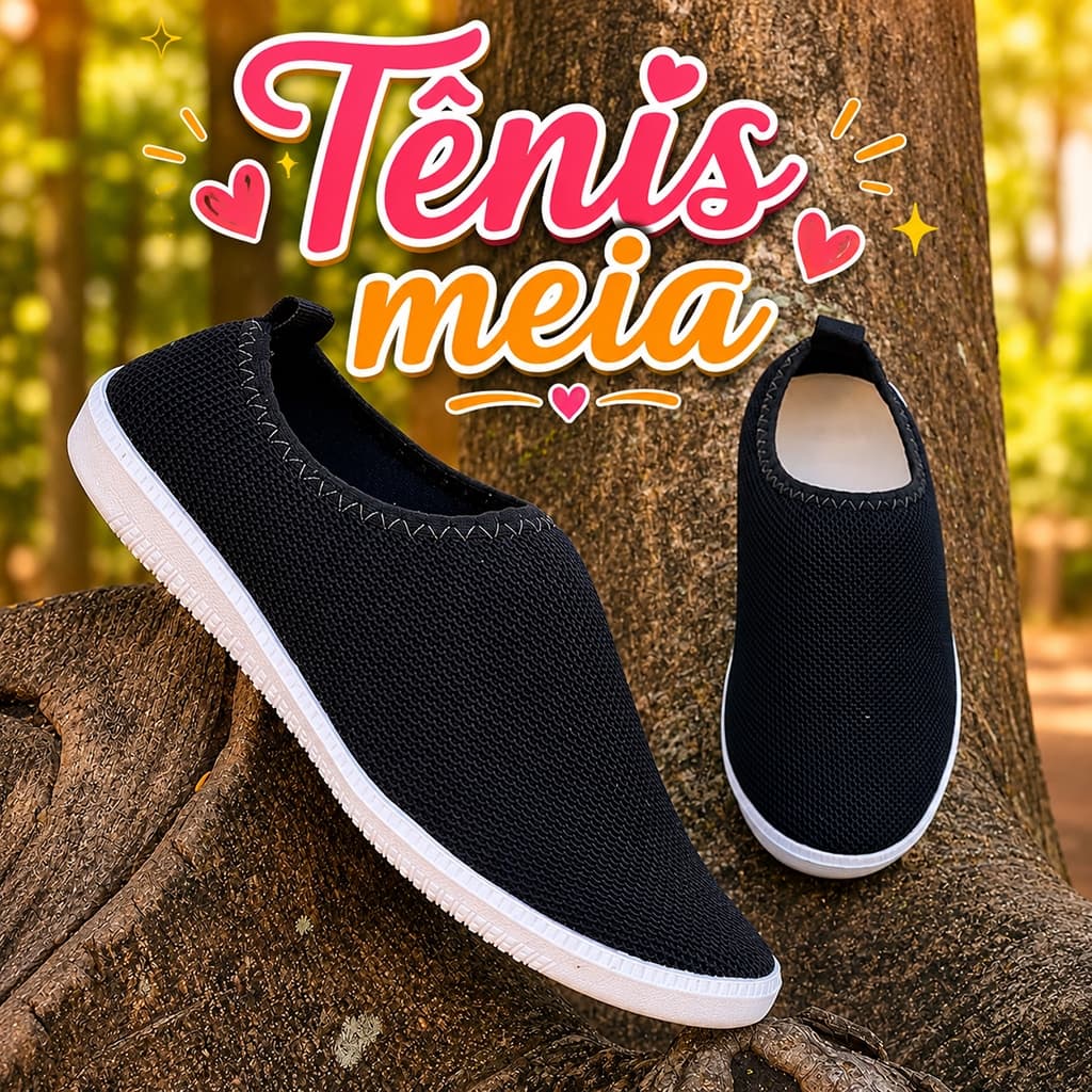 Tenis meia Feminino pratico dia a dia leve casual e confortavel