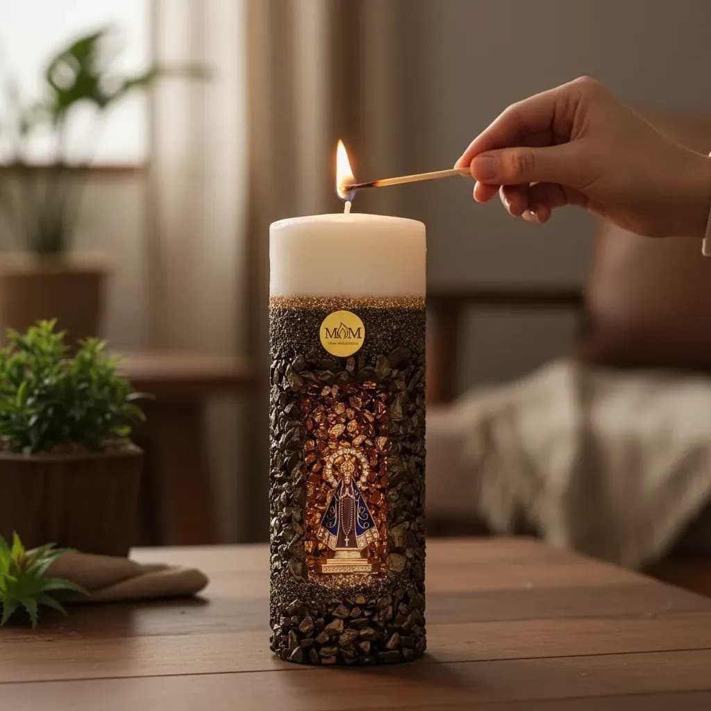 Vela Gruta Aromática Decorativa - Nossa Senhora Aparecida - Decoração Proteção Espiritualidade