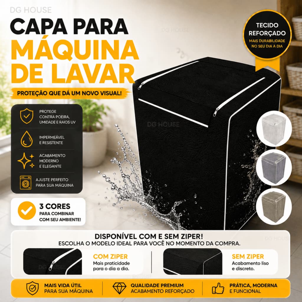 Capa Para Máquina de Lavar Com Zíper e Sem Ziper Todos Tamanhos e Marcas Electrolux Brastemp Consul