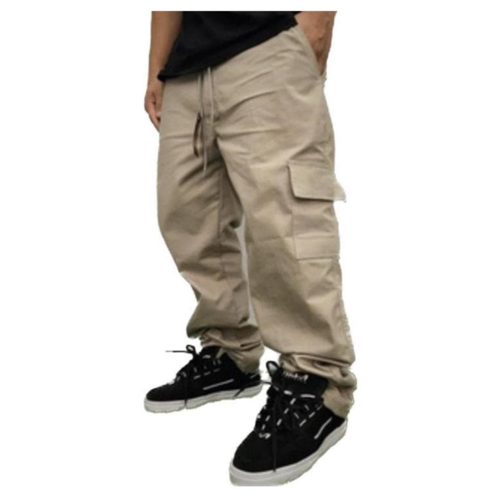 Calça Cargo Masculinas e Feminina Elegante 6 Bolsos skate Larga Fechamento No Cordão