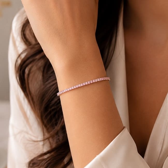 Kit 2 Pulseiras Riviera Lilás Uso Diario Delicada Mulher ou Jovem Unica Escamas Tendência Riveira Rose Delicada