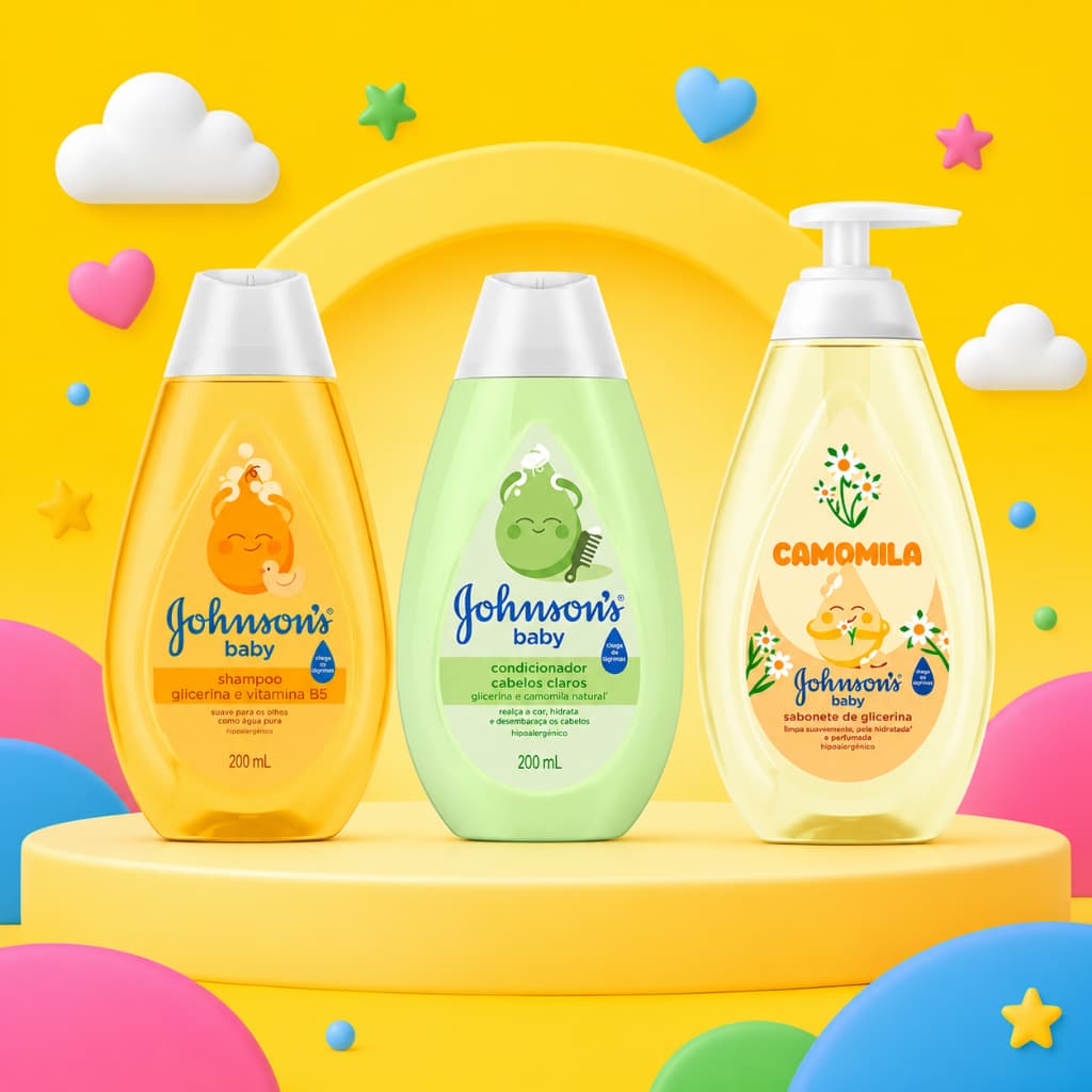 Kit Shampoo Condicionador Sabonete Líquido Bebê Johnsons Baby