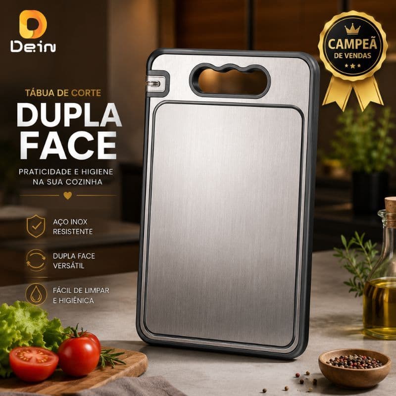 Tábua de Corte Dupla Face Antiderrapante com Textura para Carne Legumes e Descongelar 2 Modelos