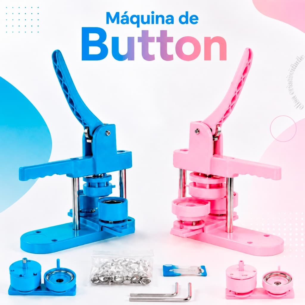 Kit Conjunto de Máquina De Button 44mm 100 Peças Crachá Deslizante Broche Bóton Rosa ou Azul