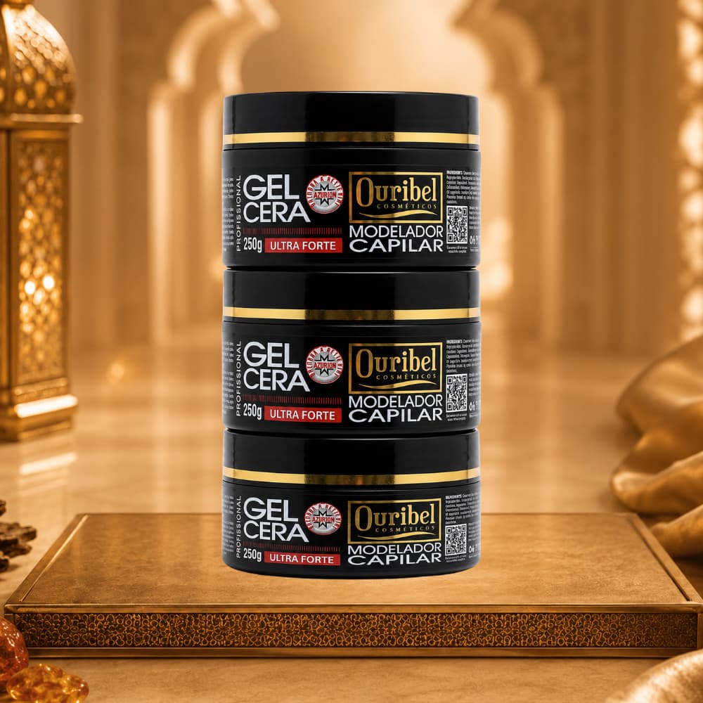 Kit 3 Gel Cera Modelador Capilar Ouribel 250g Ultra Forte Fixação Profissional Longa Duração