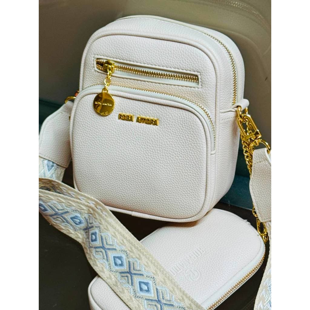 Bolsa Feminina Tiracolo Bolsos Ziper Alça Bordada Confortável Transversal Resistente Ideal Dia a Dia