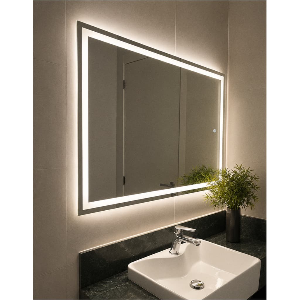 Espelho 80x110cm Grande Luxo 3 Cores LED Penteadeira Banheiro Decorativo