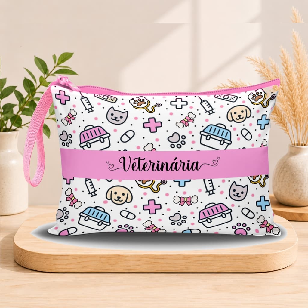 Necessaire Envelope Medicina Veterinaria Veterinario Organizadora Kit Higiene Pessoal Maquiagem Estojo Caneta Presente