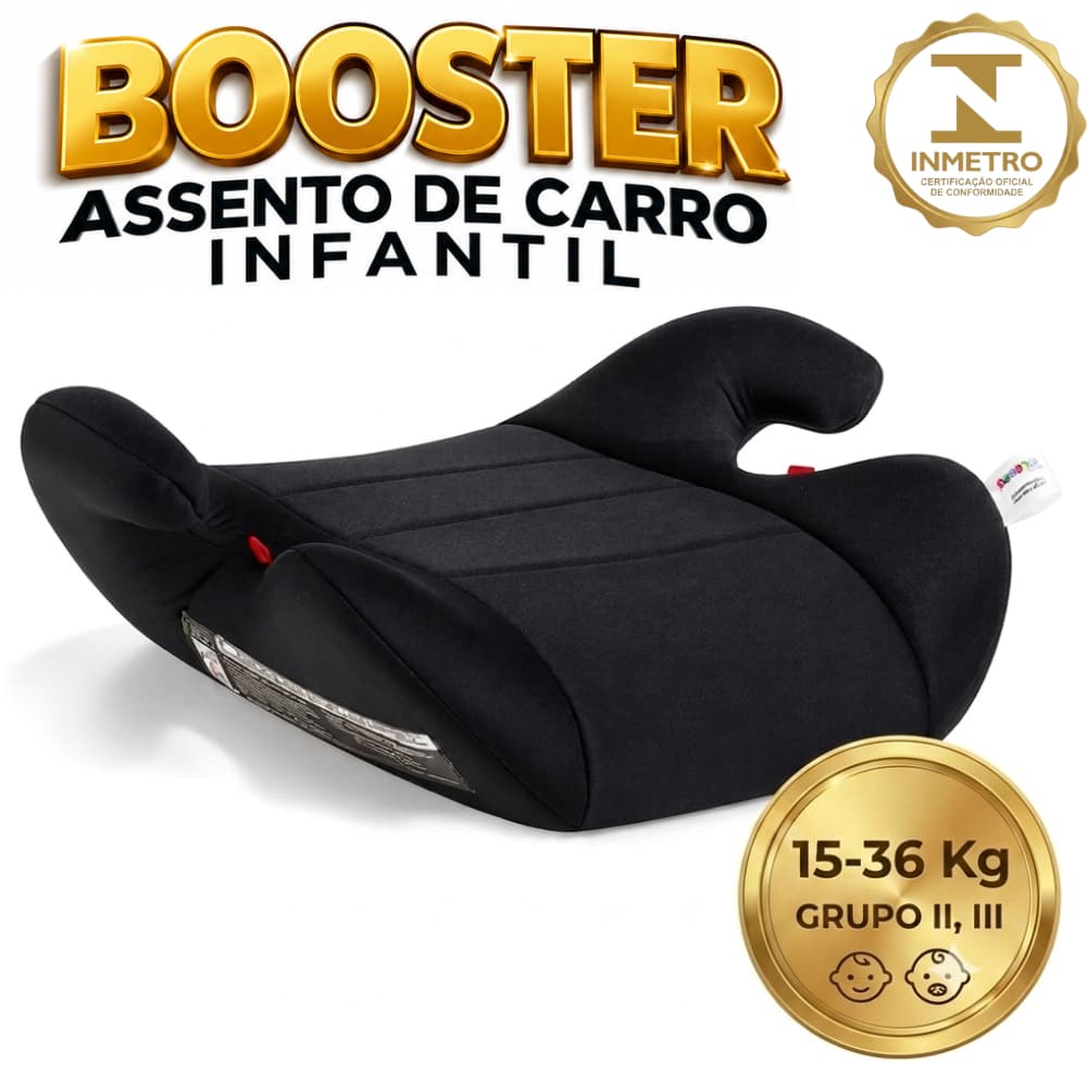Assento de Carro Infantil Booster Banco de Elevação 15 a 36kg Cadeirinha para Viagem Fit UP Preto