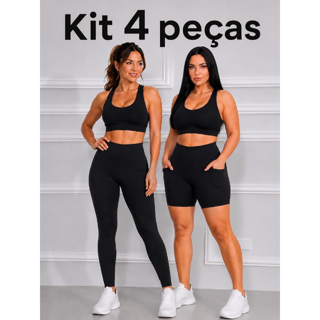 Kit academia | conjunto legging | zero transparência | Top Calça shorts | academia | dia a dia | kit legging