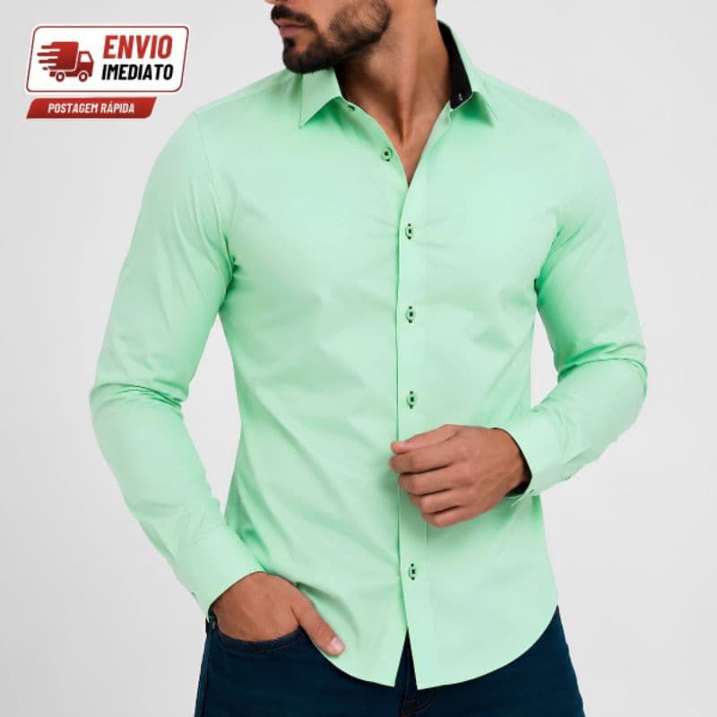 Camisa Social Masculina Manga Longa Estilosa Casual Envio Rapido