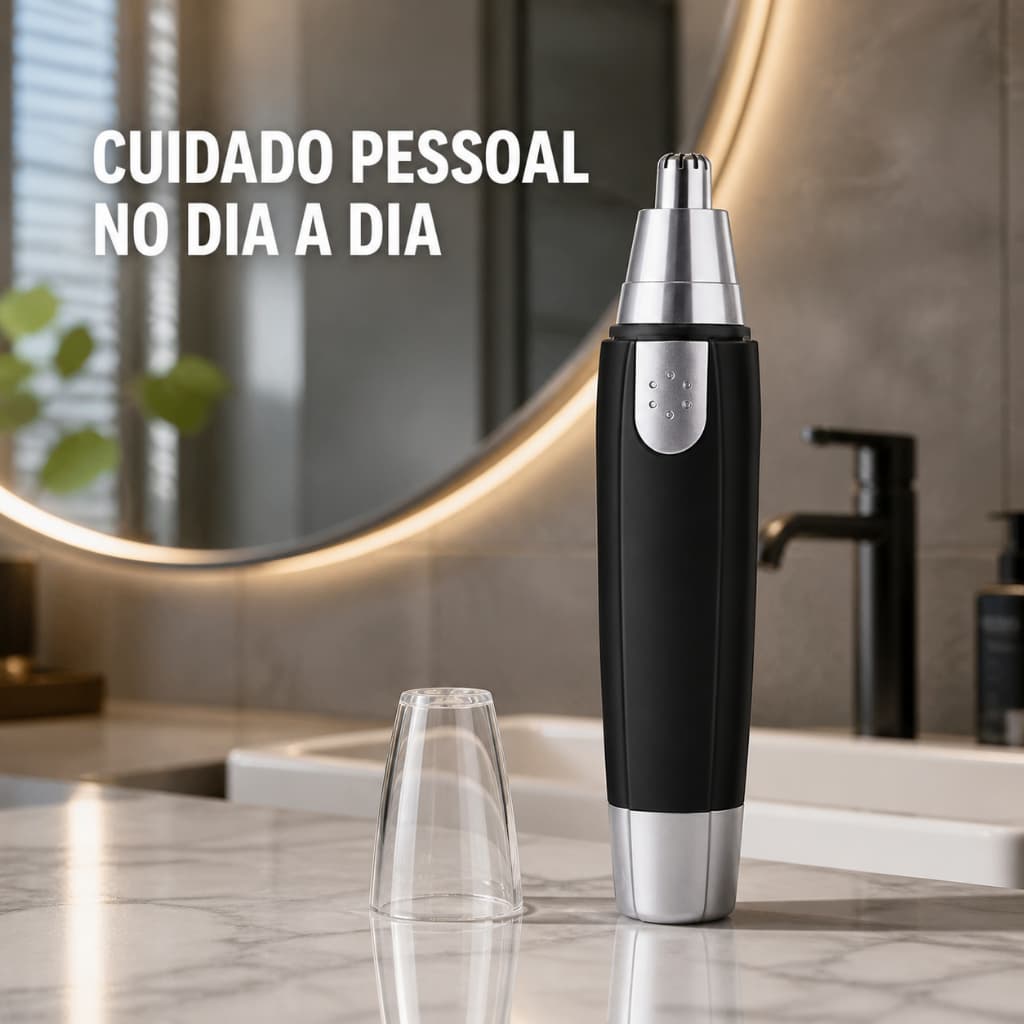 Aparador Elétrico para Pelos do Nariz e Orelhas com Lâmina Rotativa 360°, Corpo Ergonômico e Design Portátil Masculino
