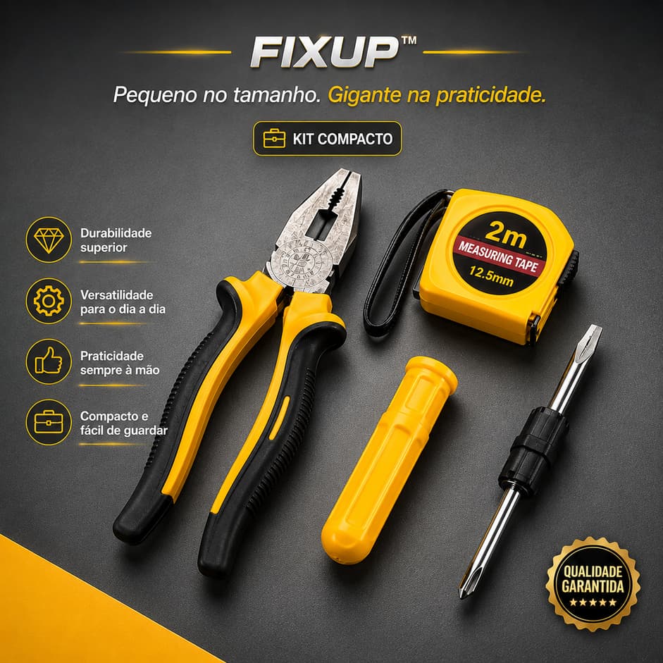 Kit de Ferramentas FIXUP Completo Alicate Trena Chave Ponteira Dupla Multiuso para Casa Carro Profissional