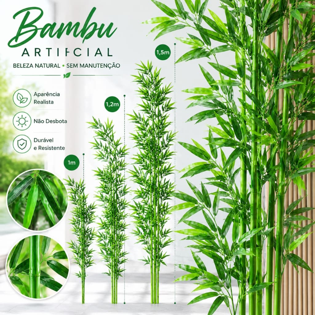 Planta Artificial Bambu Verde Galho Decorativo Realista Decoração Casa Festa Casamento Jardim