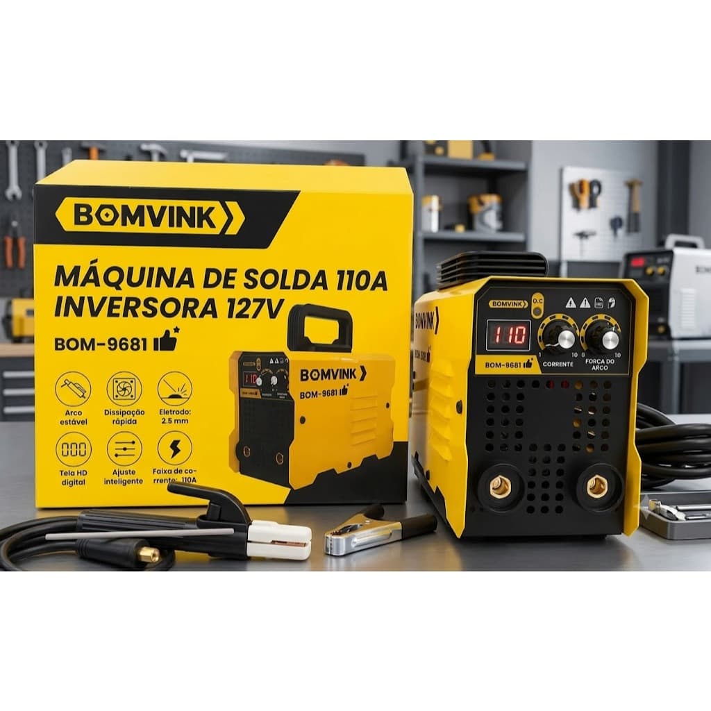 Maquina de solda Inversora Eletrodo 110 ah 127 v Bomvink BOM-9681 - Amarelo