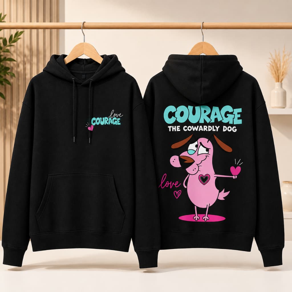 Moletom Blusa de frio Cão Coragem Com Capuz E Bolso Casaco Premium Unissex Felpado E Quentinho