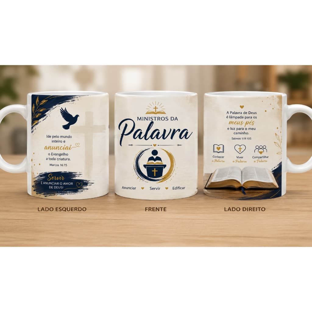 Caneca Misnistros da palavra Porcelana 325ml personalizada-católica-presente criativo-igreja-catequeze-Catequista