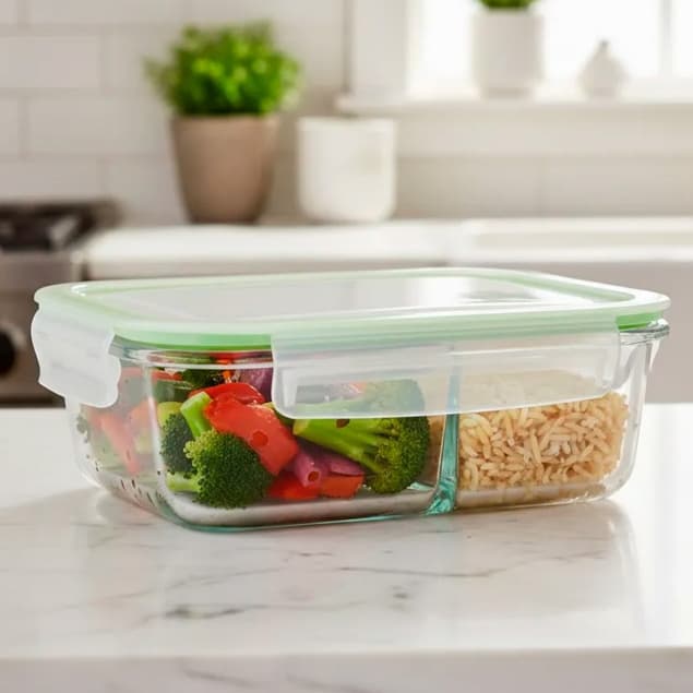 Pote Hermético Vidro 1040ml Com Divisória Borossilicato Ecos