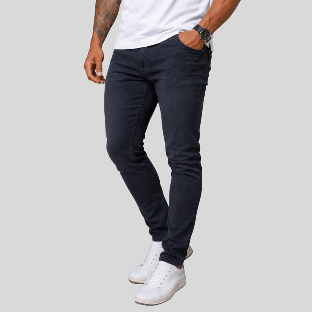Calça Jeans Preta Lisa Masculina Com Elastano Premium Slim Fit | Lions Jeans