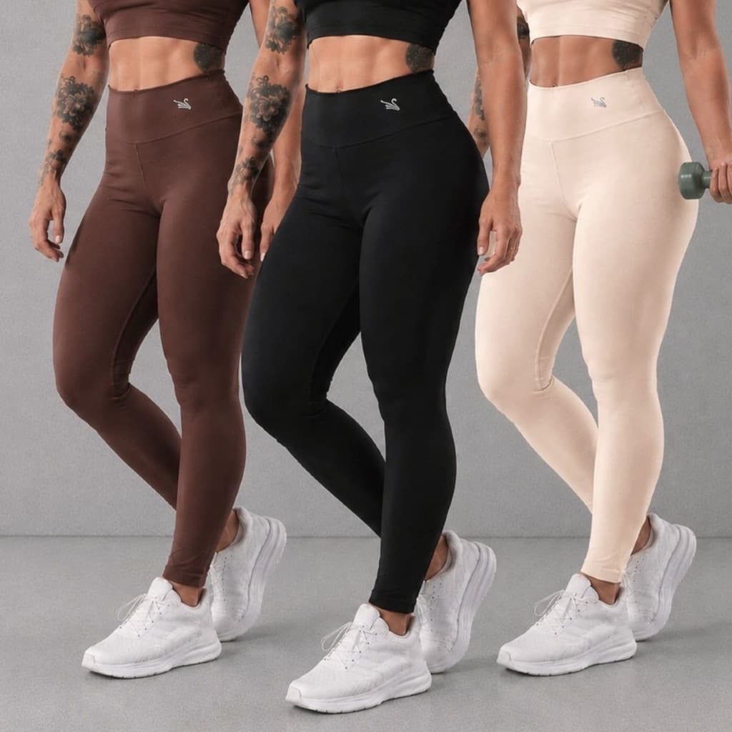 Kit 3 Calça Legging Feminina Poliamida Academia Zero Transparência