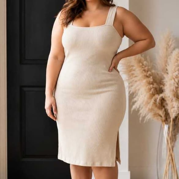 vestido decote quadrado plus size moda femenina grande