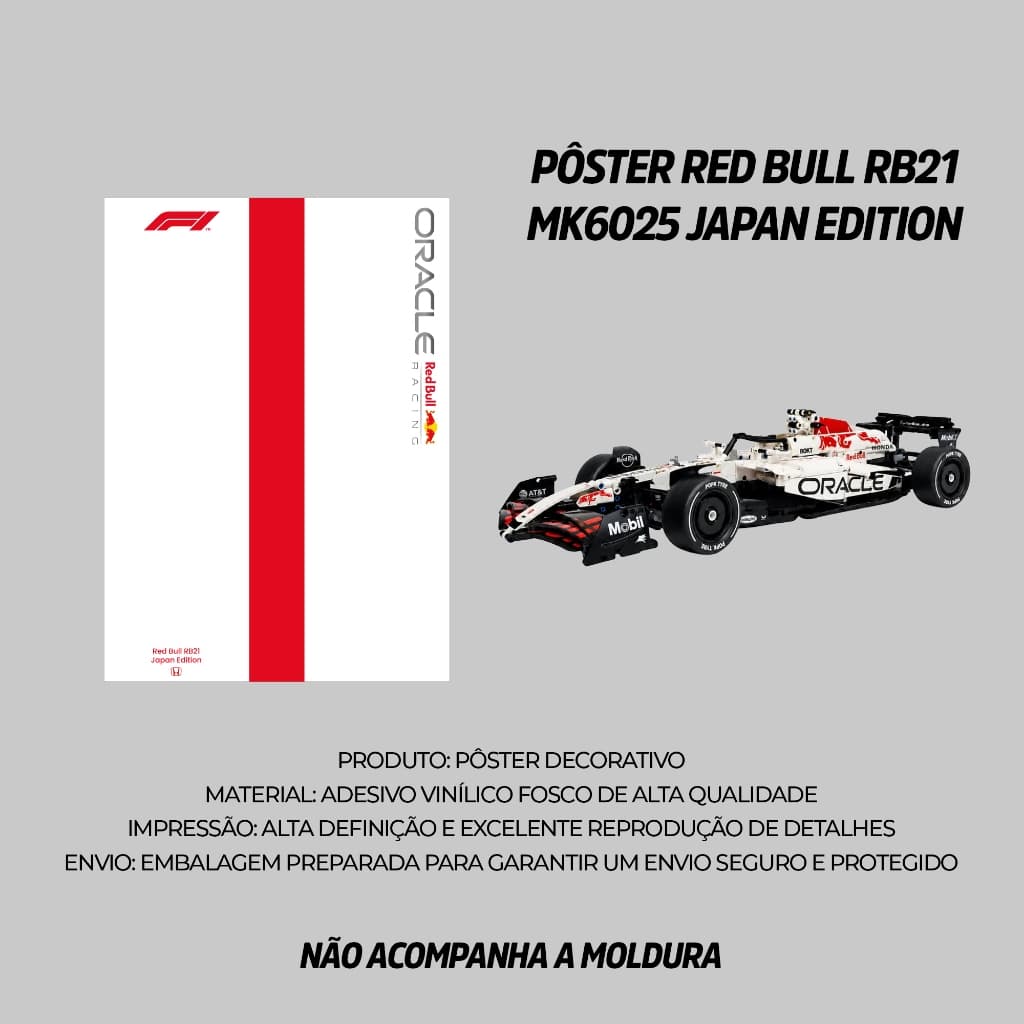 Pôster Red Bull RB21 MK6025 Japan 2025 Blocos de Montar F1 50x70cm