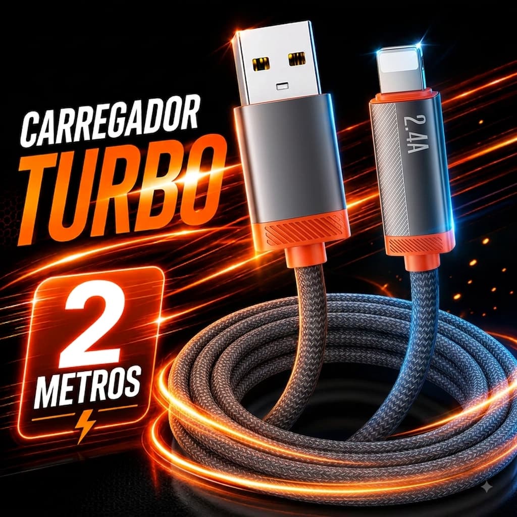 Cabo Lightning USB 20W PD Carga Rápida Turbo Nylon Trançado Para iPhone Apple USB-A 1 Metro