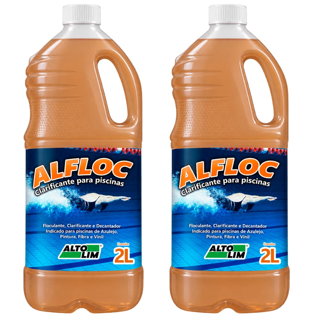 Kit 2 Clarificante Piscina 3 em 1 2L Decantador Floculante Água Turva Limpa Clareia  Sujeira Água Auxiliar Filtração