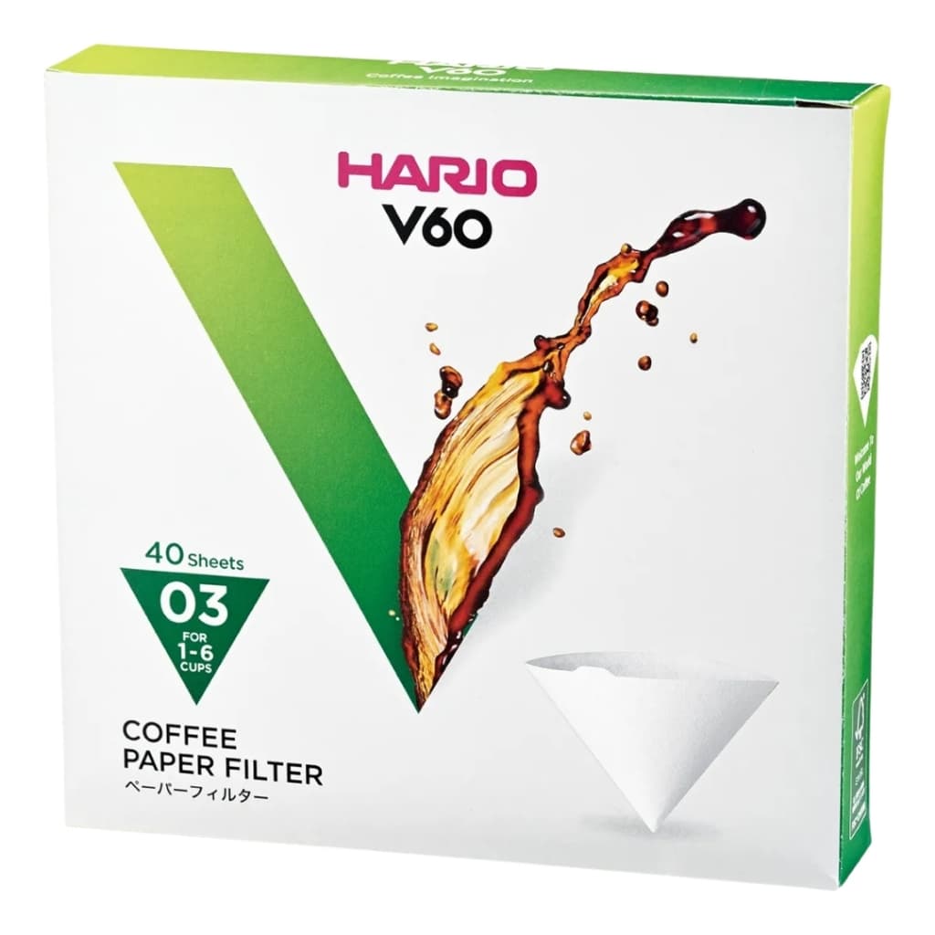 Hario  Filtro De Papel Branco para Café V60 Tamanho 03 Com 40 Unidades Original Japão
