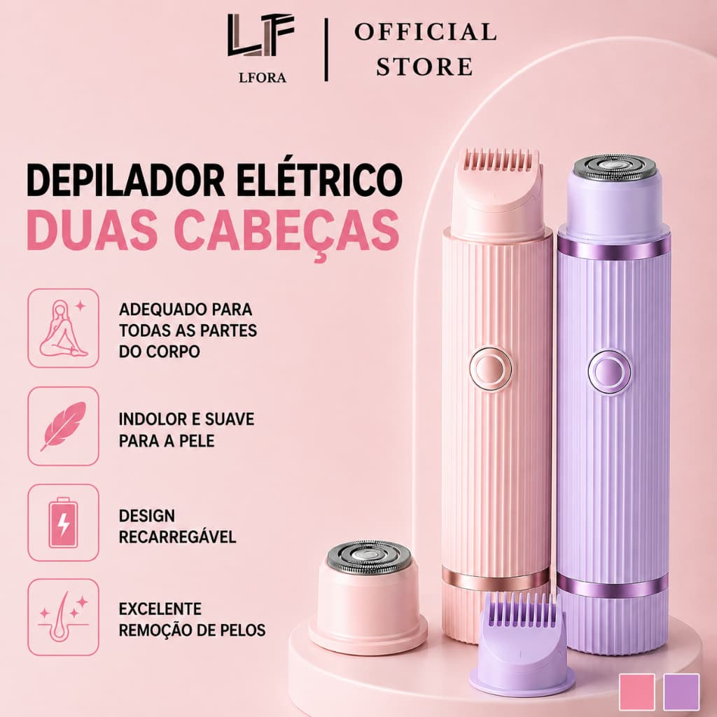 Depilador elétrico com navalha dupla Depilador Elétrico Feminino Recarregável com Tecnologia avançada Indolor
