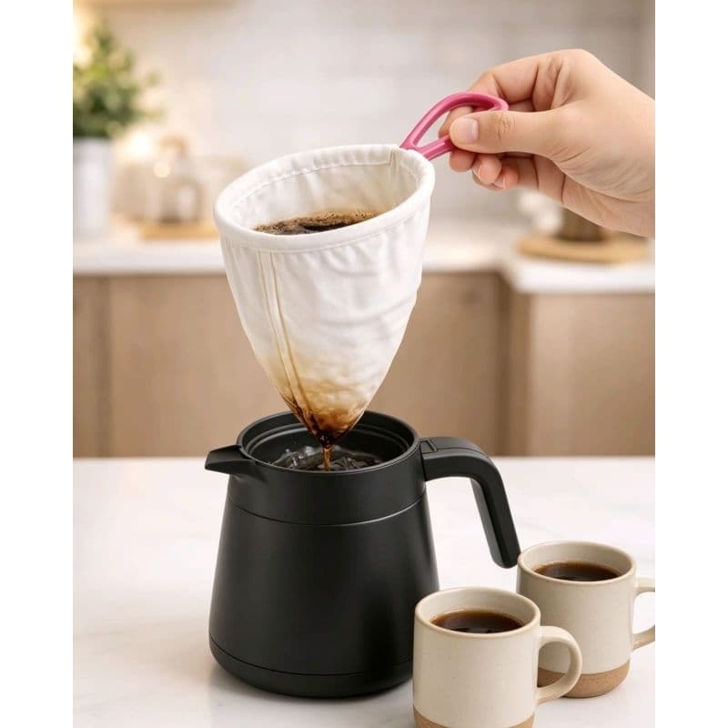 Kit 3 Coador Médio de Pano para Café Chá Leite Tradicional Cabo de Arame Encapado