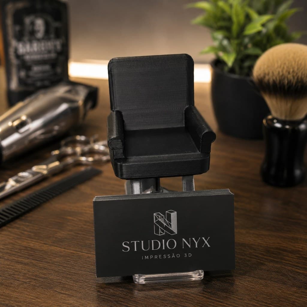 Porta Cartão de Visita Cadeira de Barbeiro 3D | Barbearia e Salão