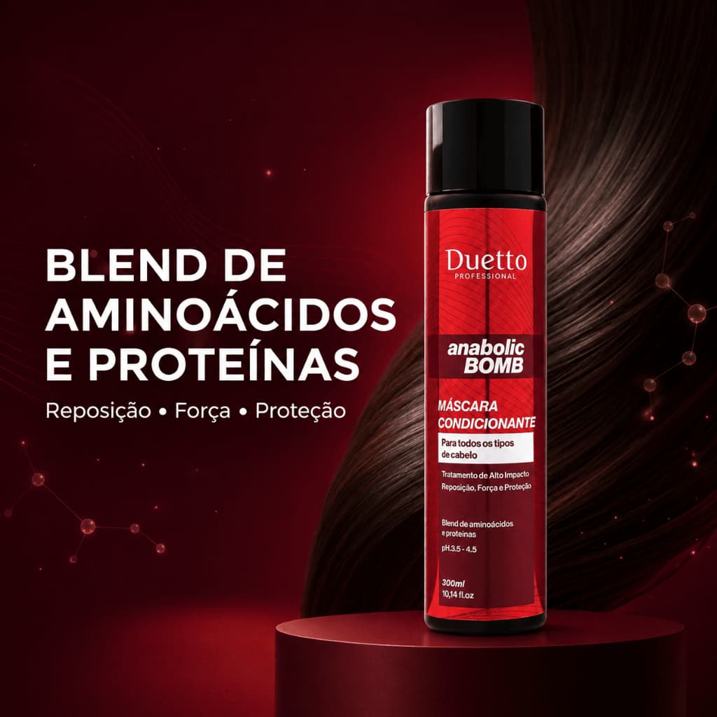 Máscara Condicionante Anabolic Bomb Duetto 300ml Aminoácidos Proteínas Força e Proteção