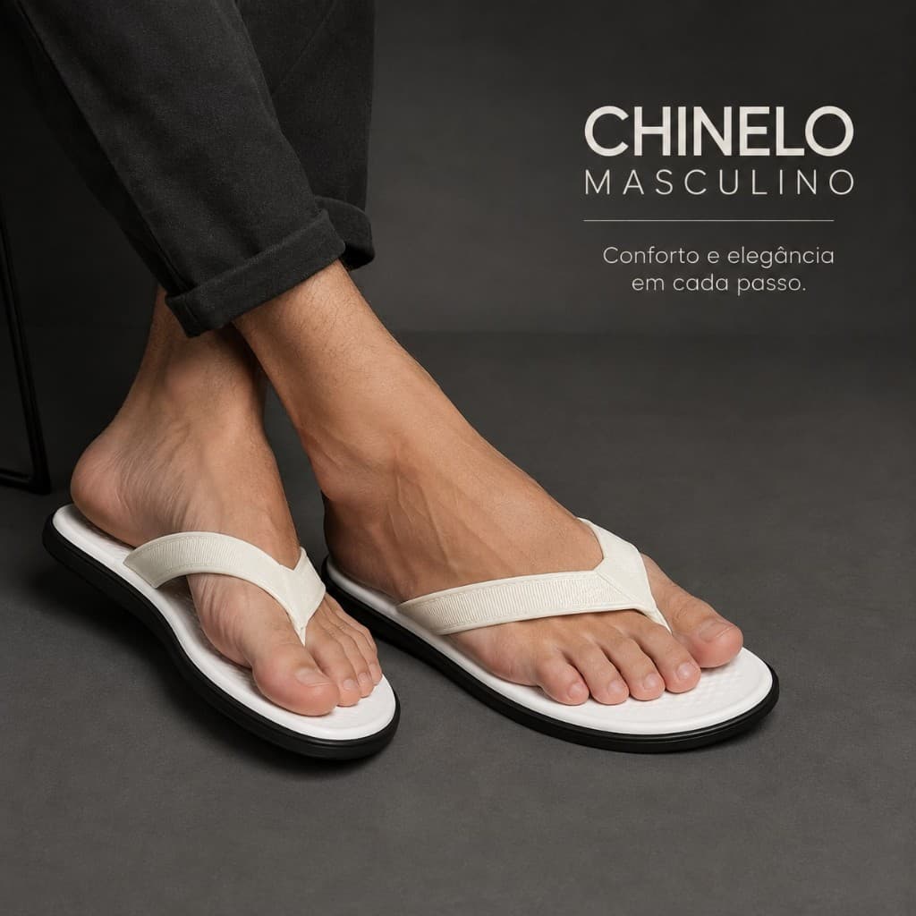 Chinelo Masculino Adulto Borracha Antiderrapante Sandália Leve Confortavel Tiras Reforçadas Premium