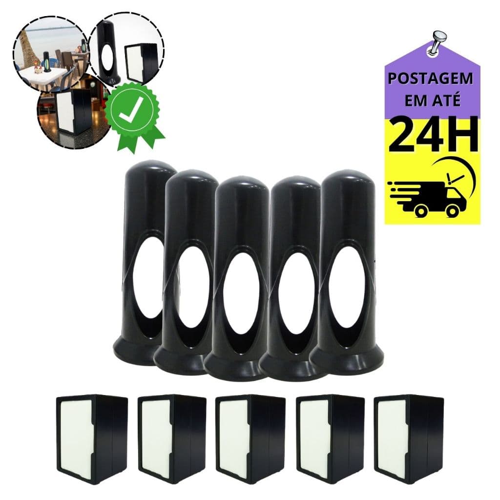 Conjunto Com 5 Porta Guardanapos Modelo Dos Dois Lados e 5 Suportes Para Canudo Alta Qualidade
