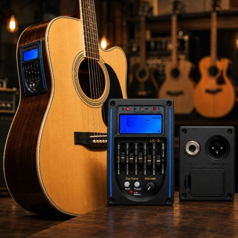 Captador LC5 Pré Amp Equalizador 5 Bandas Violão Afinador Digital